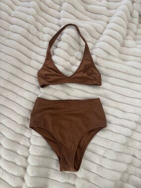 Aerie shine rib bikini set size XS